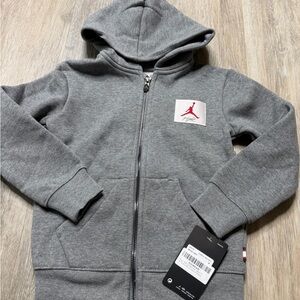 Jordan Kids Grey Hoodie with Red Jumpman Patch
